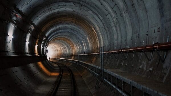 photo of train rail tunnel