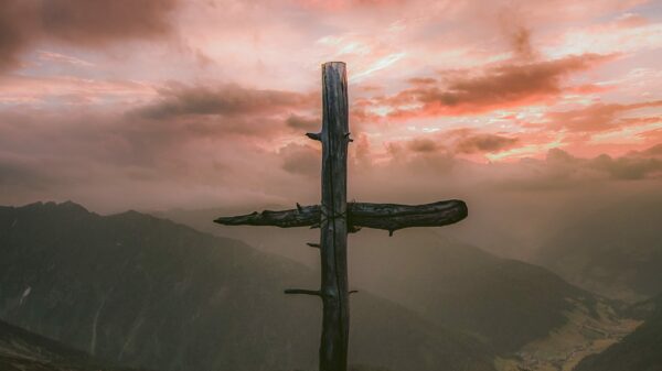 grey wooden cross on mountain