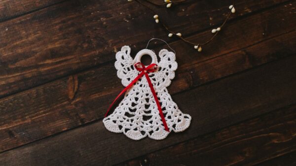 white knitted angel hanging decor